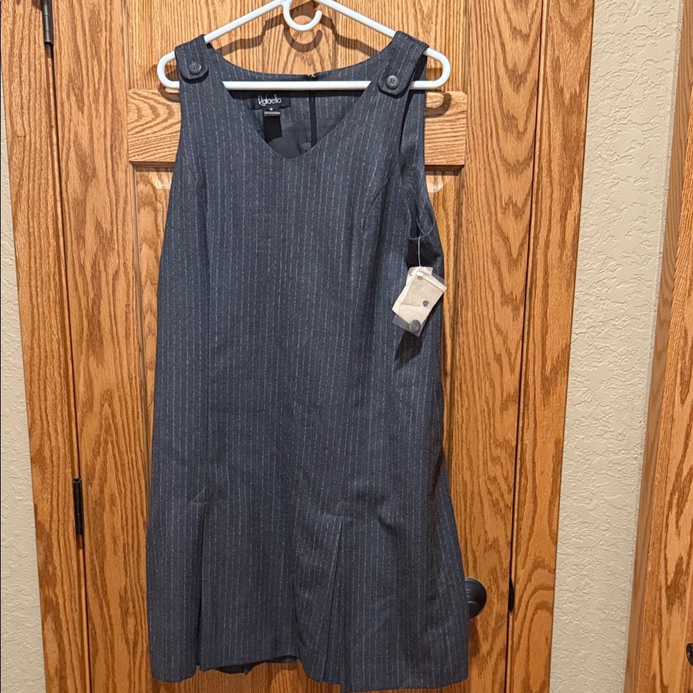 Lipstick Boutique Gray Pinstripe Midi Dress